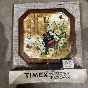Vintage Timex Clock Octagon Walnut Color Battery Wall